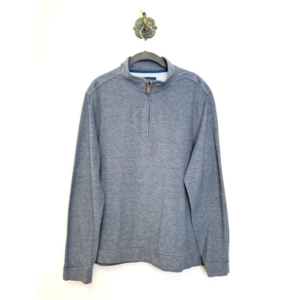 Fairlane Performance Pique Blue Long Sleeve Quarter Zip Pull Over Men's L Golf
